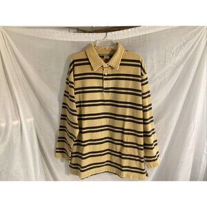 vtg world island shirt men’s XL striped polo Y2K streetwear yellow/black